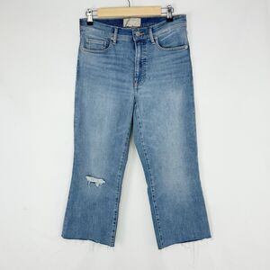 Everlane Jeans Womens 29 R Blue The Kick Crop Jean Distressed Denim